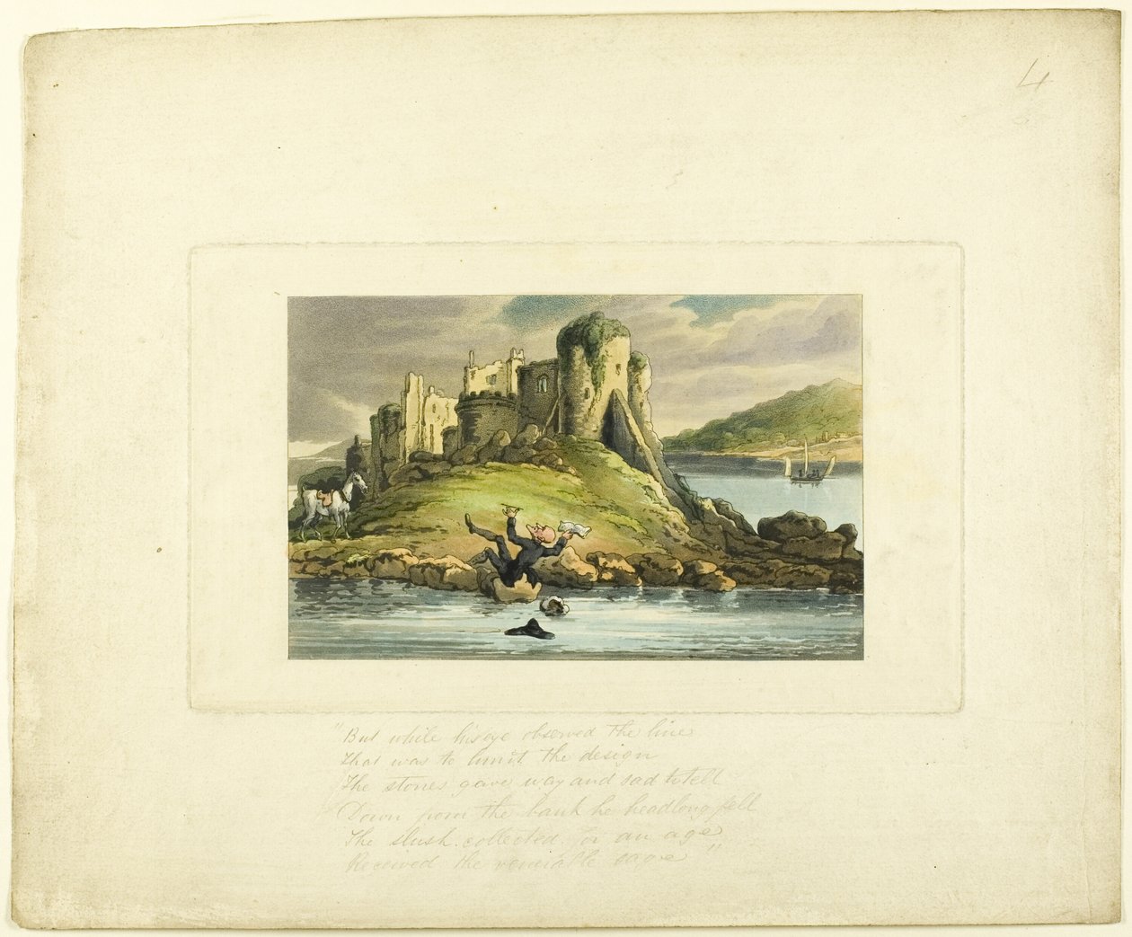 Doctor Syntax Tumbling in the Water, fra The Tour of Doctor Syntax av Thomas Rowlandson