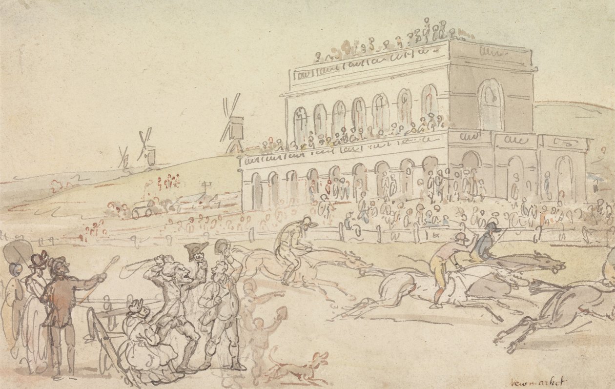 Doktor Syntax taper pengene sine på veddeløpsbanen i York av Thomas Rowlandson