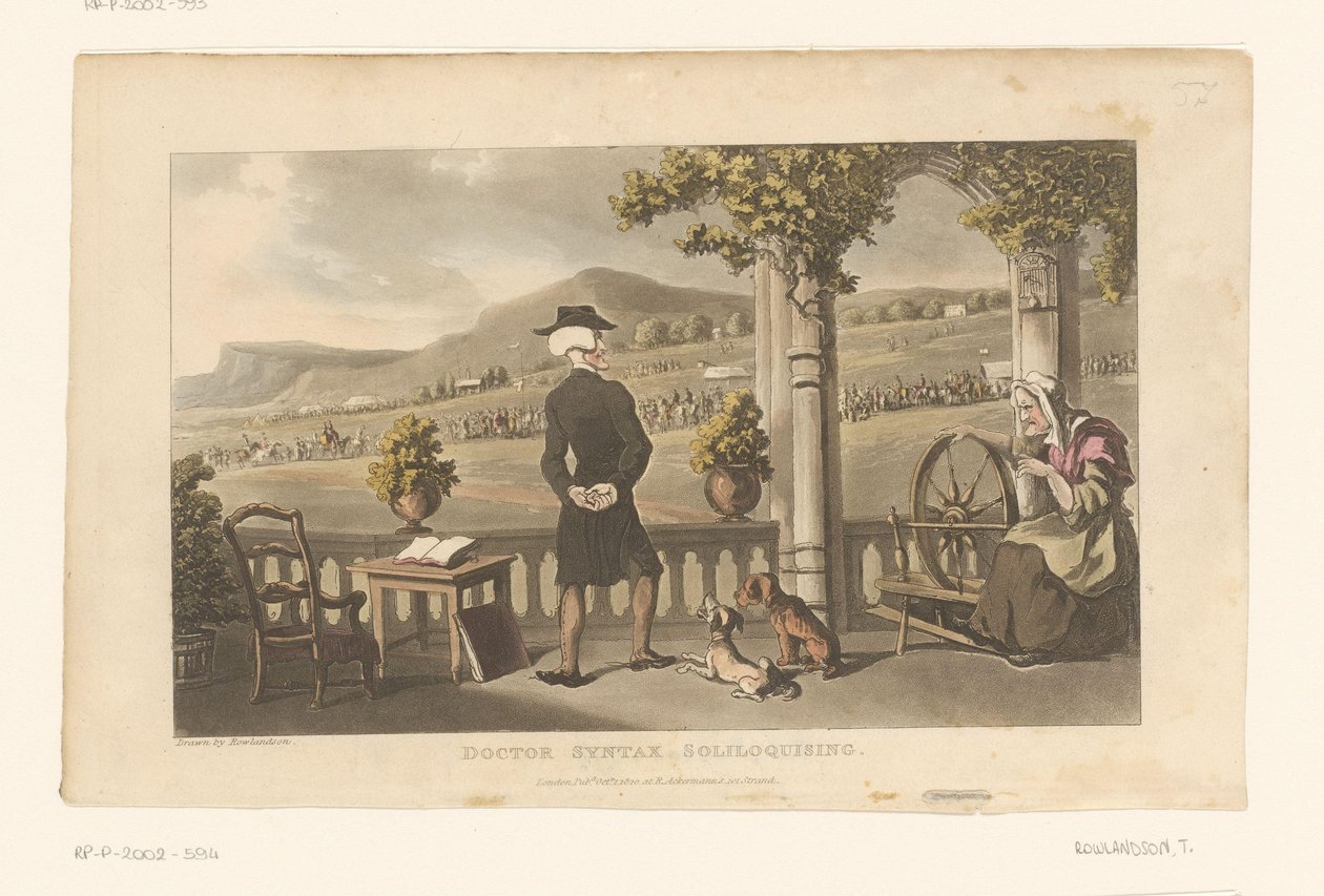Doktor Syntax stirrer på en prosesjon i landskapet av Thomas Rowlandson