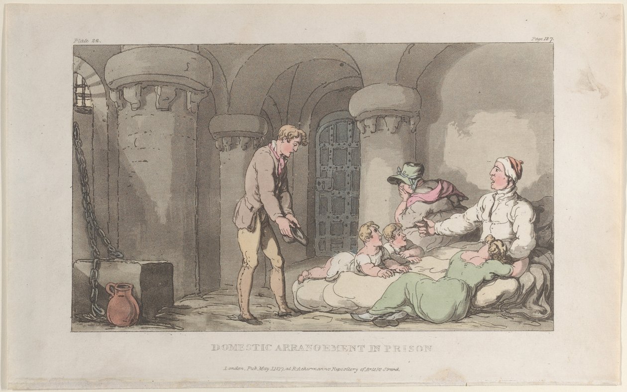 Domestic Arrangements in Prison, fra The Vicar of Wakefield, 1. mai 1817., 1. mai 1817. av Thomas Rowlandson