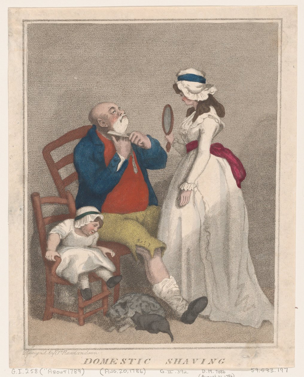 Hjemmebarbering, 21. august 1786., 21. august 1786. av Thomas Rowlandson