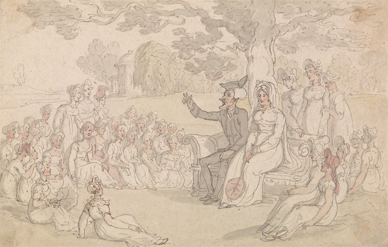 Dr. Syntax besøker en internatskole for unge damer av Thomas Rowlandson