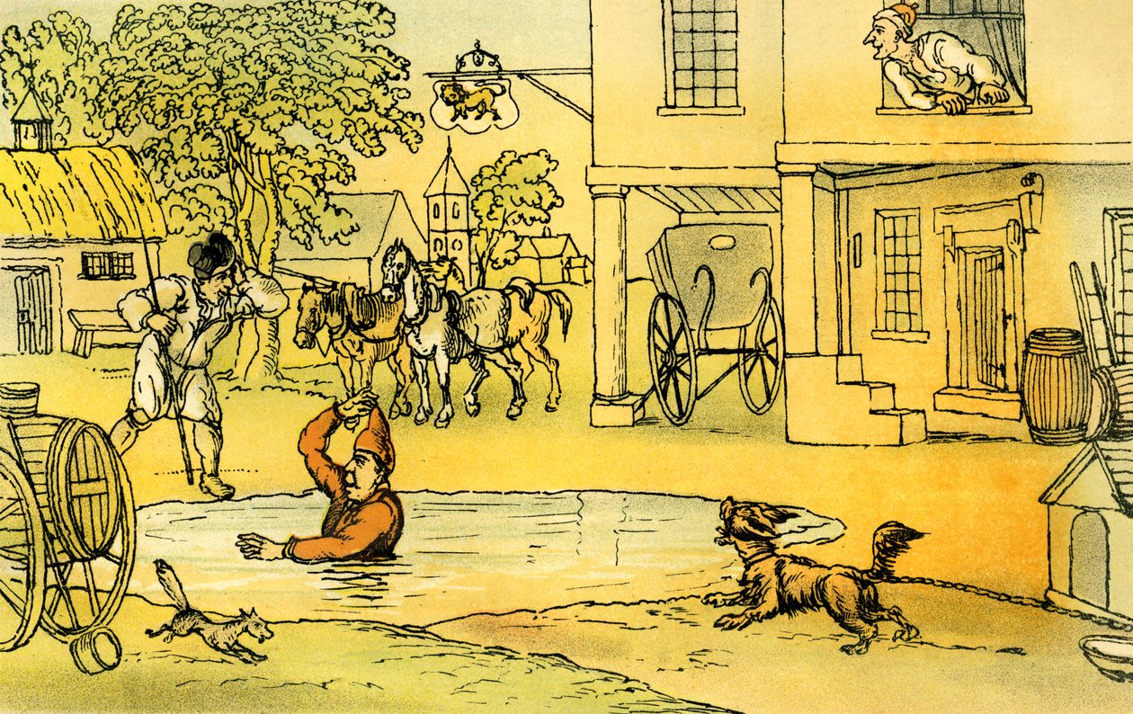'Dr Syntax underholdt med Pat i dammen' av Thomas Rowlandson