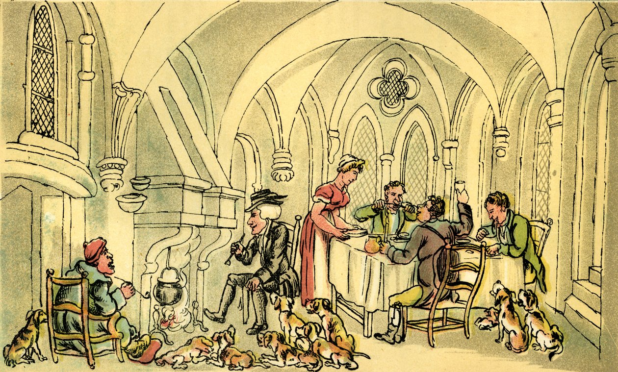"Dr. Syntax og den avdøde revejegeren" av Thomas Rowlandson
