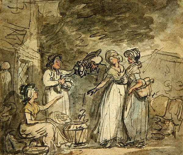 Dr Syntax pruting for ender (penn og blekk og akvarell på papir) av Thomas Rowlandson