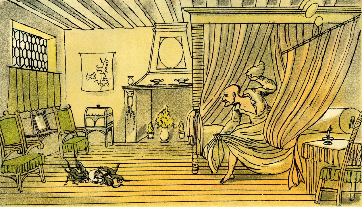 "Dr Syntax mister parykken sin" av Thomas Rowlandson