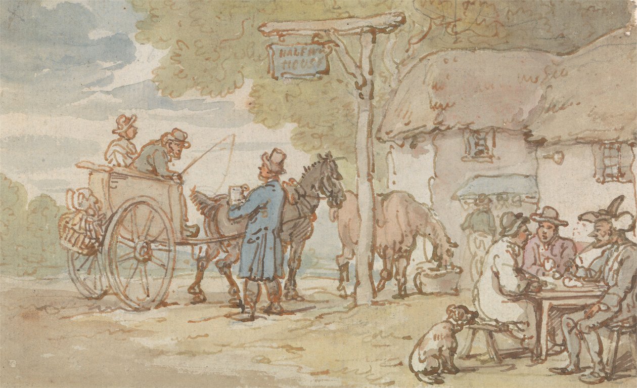 Dr. Syntax utenfor Halfway House av Thomas Rowlandson