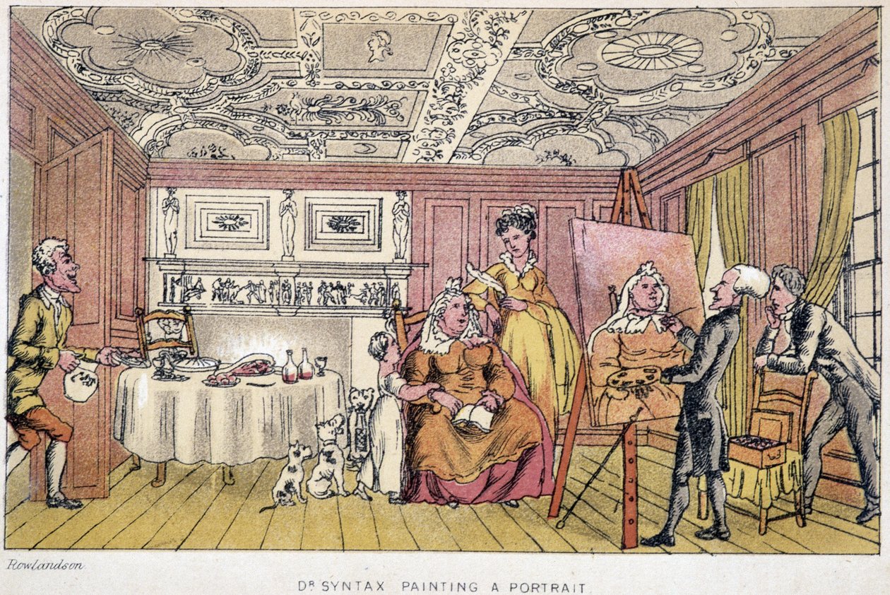 Dr. Syntax maler et portrett - i "" Doctor Syntax sine tre turer på jakt etter den pittoreske trøsten og en kone"" av W. Combe, ill. av Rowlandson, London, Hotten av Thomas Rowlandson