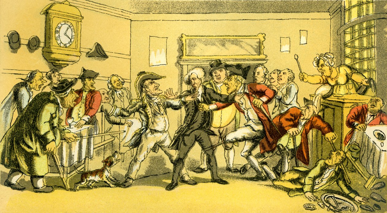 'Dr Syntax tilstede på en krangel på et kaffehus' av Thomas Rowlandson