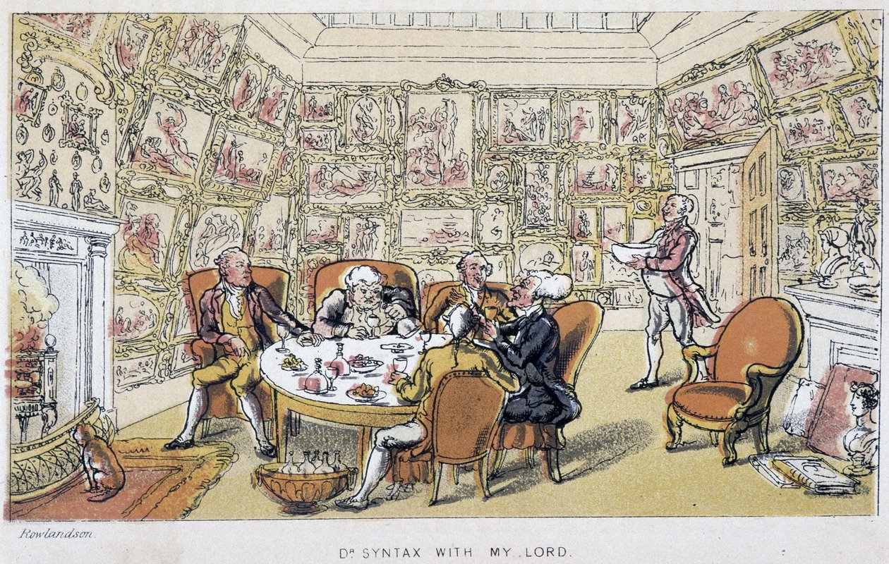Dr. Syntax med min herre (i aristokratene) - i "" Doctor Syntax sine tre turer på jakt etter den pittoreske trøsten og en kone"" av W. Combe, ill. av Rowlandson, London, Hotten av Thomas Rowlandson
