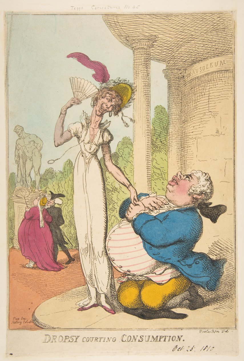 Dropsy Courting Consumption, 25. oktober 1810. av Thomas Rowlandson