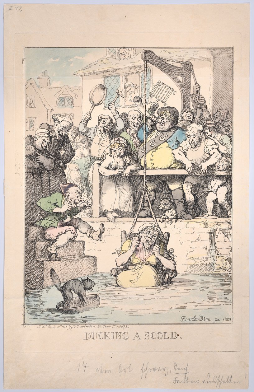 Ducking a scold, 12. april 1803., 12. april 1803. av Thomas Rowlandson