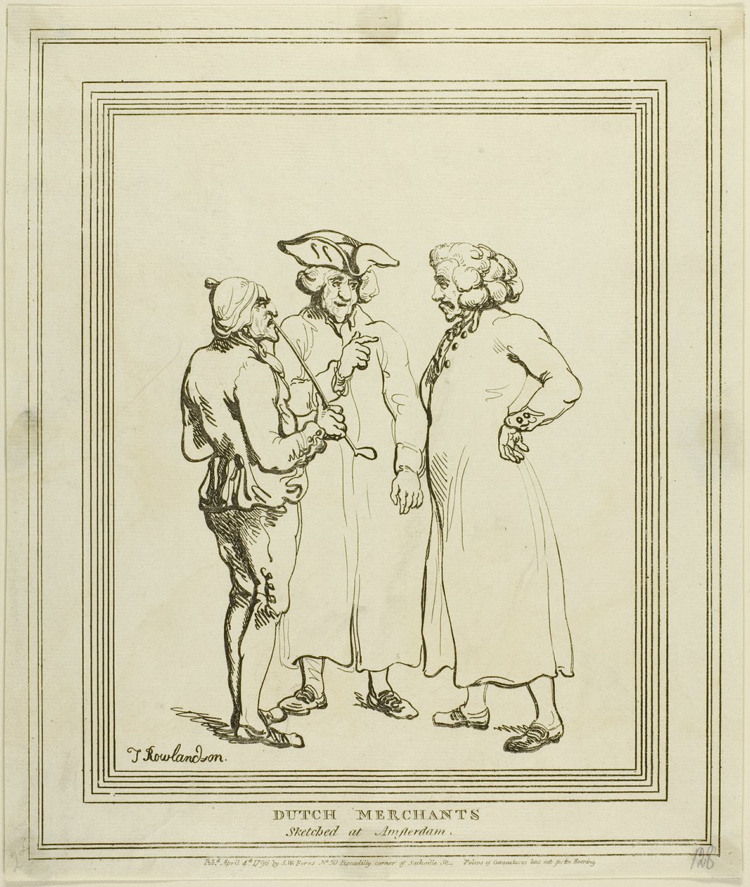 Hollandske kjøpmenn skissert i Amsterdam av Thomas Rowlandson