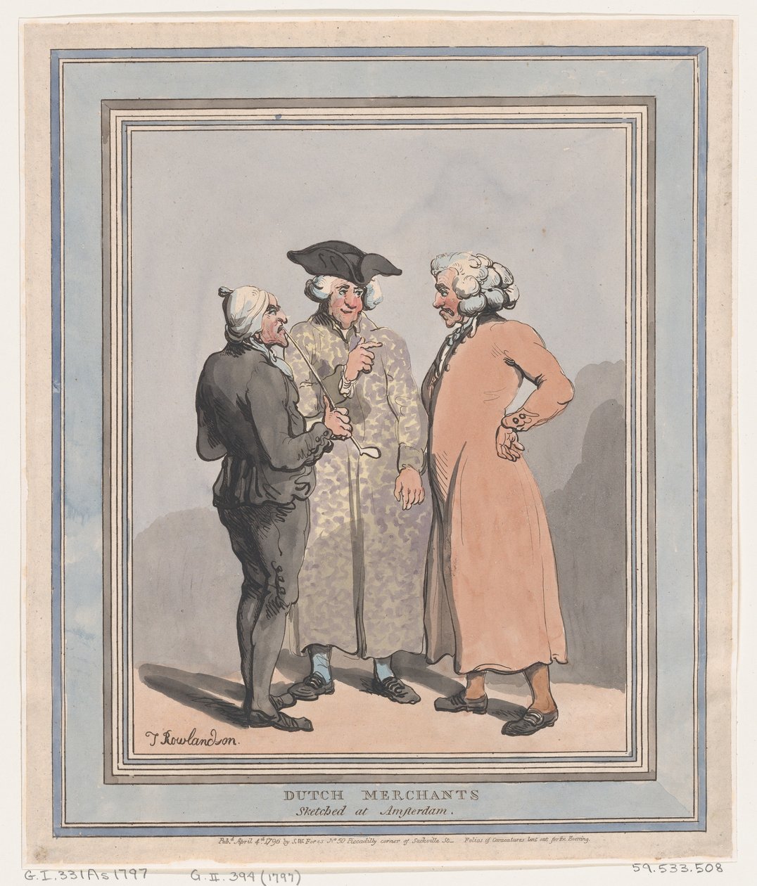 Hollandske kjøpmenn skissert i Amsterdam, 4. april 1796., 4. april 1796. av Thomas Rowlandson