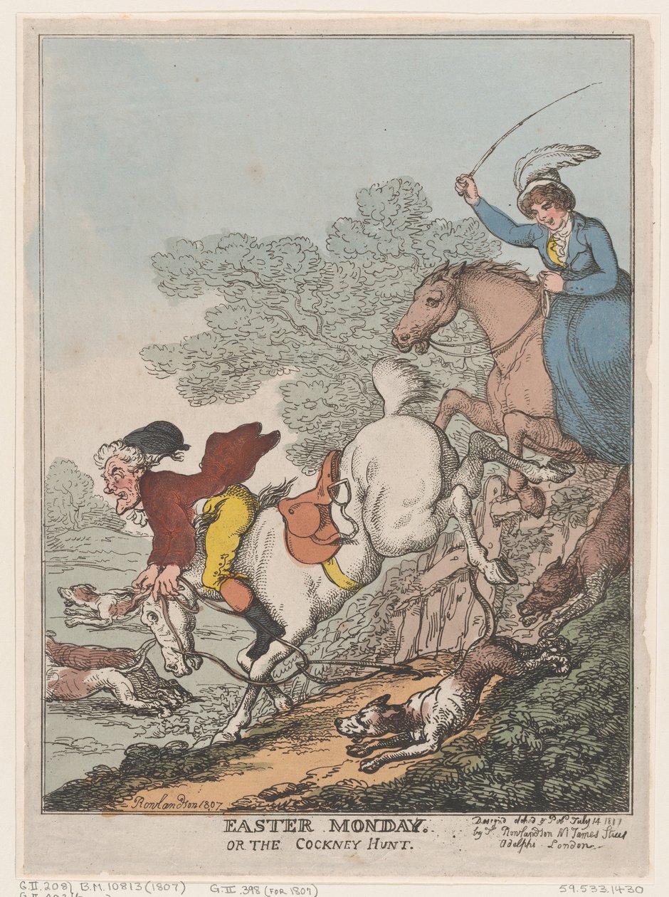 påskedag, eller The Cockney Hunt, 14. juli 1807., 14. juli 1807. av Thomas Rowlandson