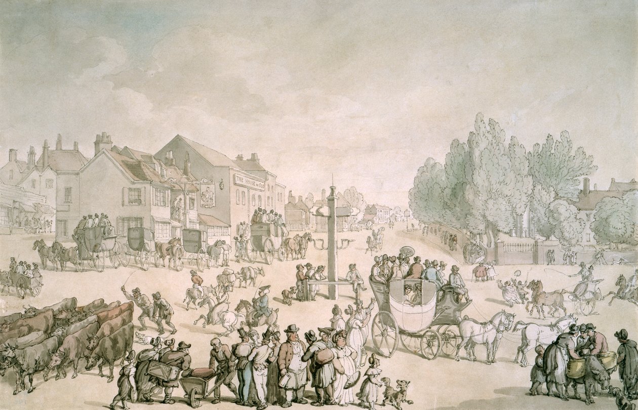 Elephant and Castle, Southwark, London, c1805-c1820 av Thomas Rowlandson