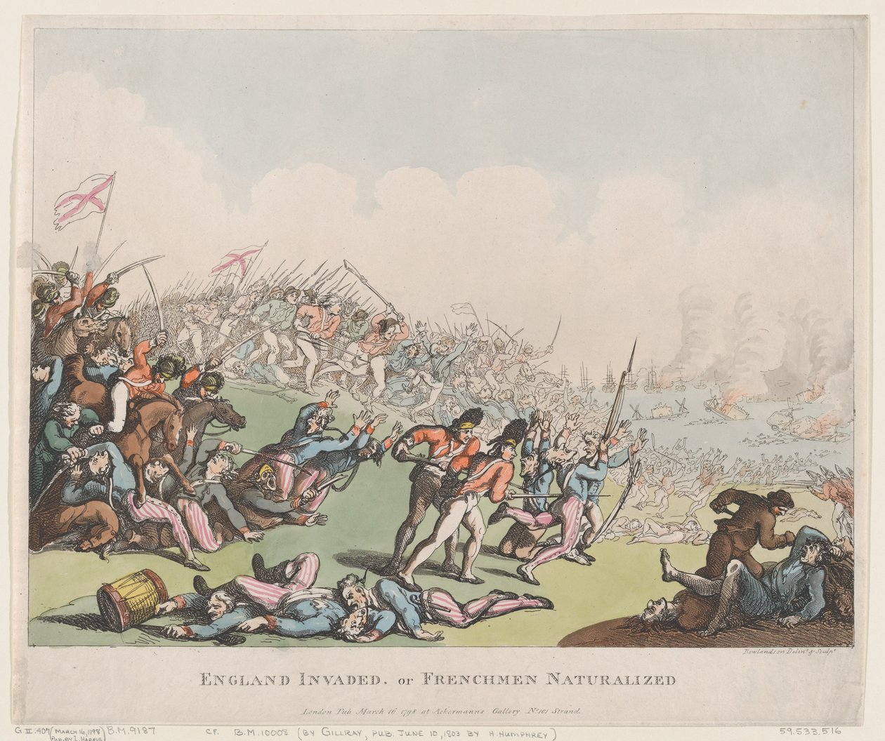 England invadert, eller franskmenn naturalisert, 16. mars 1798., 16. mars 1798. av Thomas Rowlandson