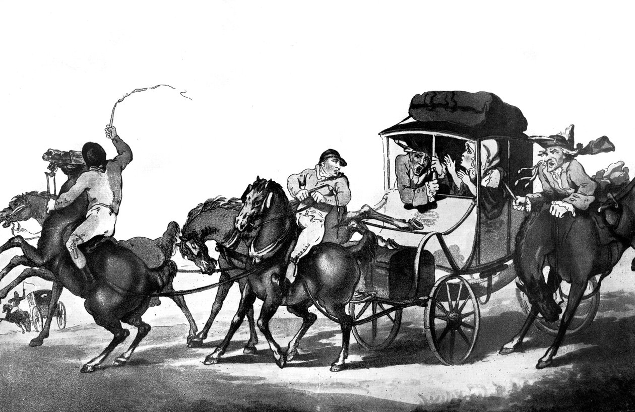 English Travelling, eller den første etappen fra Dover, 1785. av Thomas Rowlandson