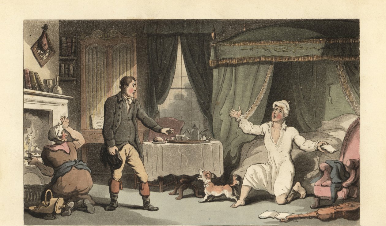 Engelsk herre som mottar et brev fra familien sin av Thomas Rowlandson