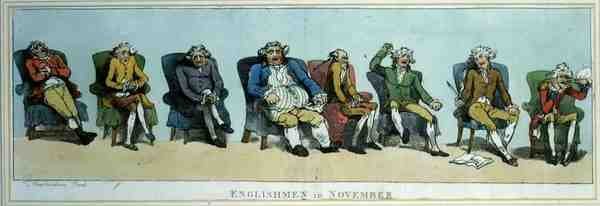 "Engelsmenn i november", pub. av S.W. Fores av Thomas Rowlandson