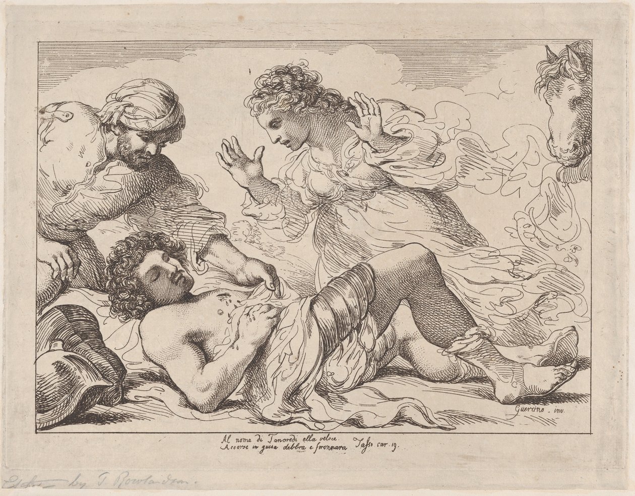 Erminia oppdager den sårede Tancred fra Tasso, Jerusalem Liberated, ca. 1790., ca. 1790. av Thomas Rowlandson