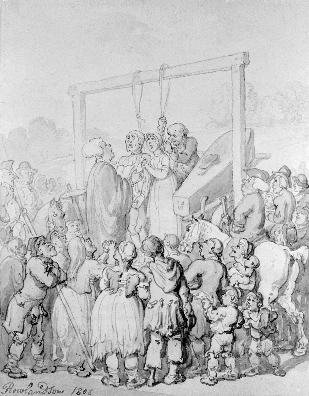 Henrettelse i Tyburn, 1803 av Thomas Rowlandson