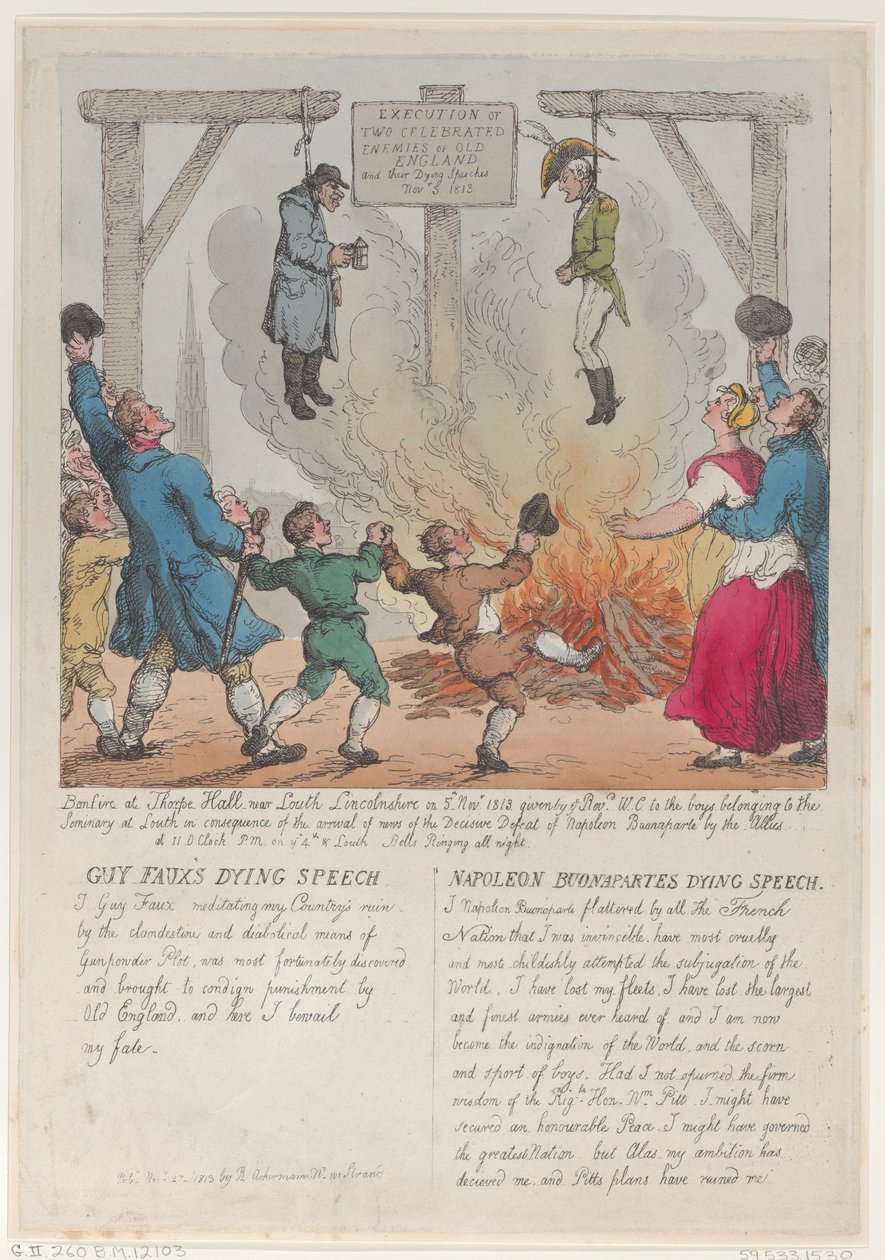 Henrettelse av to berømte fiender fra Old England, 27. november 1813., 27. november 1813. av Thomas Rowlandson