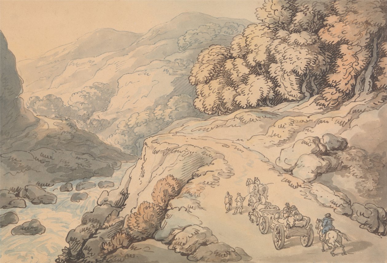 Fossene ved elven Conwy, Nord-Wales av Thomas Rowlandson