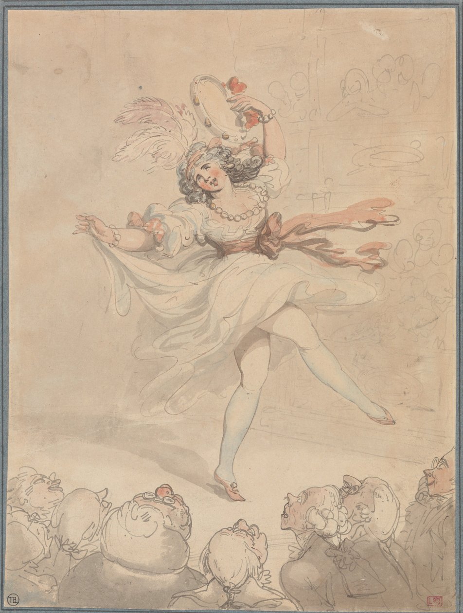 Kvinnelig danser med tamburin av Thomas Rowlandson
