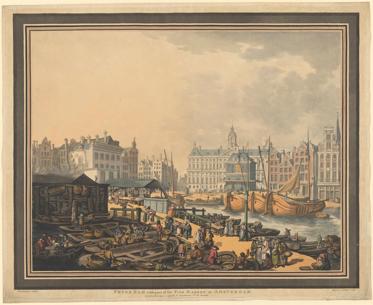 Feyge Dam, med en del av fiskemarkedet i Amsterdam av Thomas Rowlandson