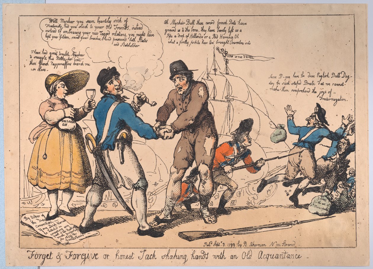 Forget & Forgive, or Honest Jack Shaking Hands with and Old Acquaintance, Se..., 3. september 1799 av Thomas Rowlandson