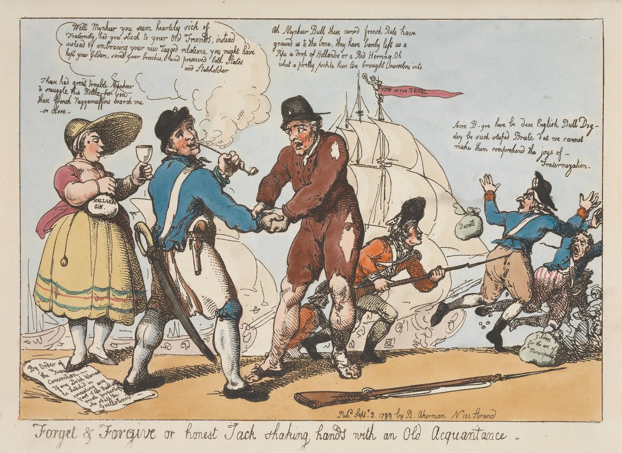 «Glem og tilgi» eller «Ærlige Jack som håndhilser på en gammel bekjent» av Thomas Rowlandson