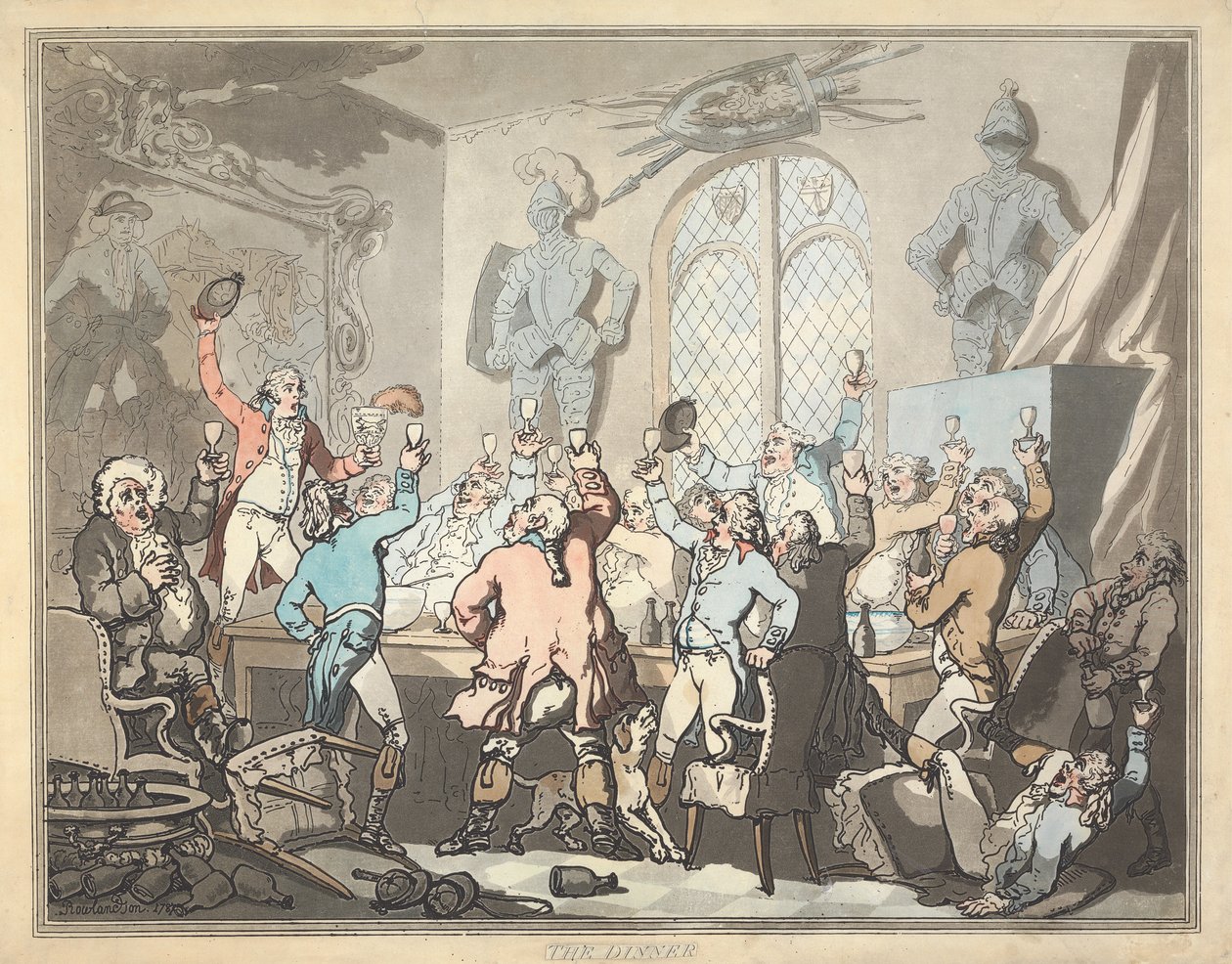 Rævjakt [serie på seks]:  6.  Middagen av Thomas Rowlandson