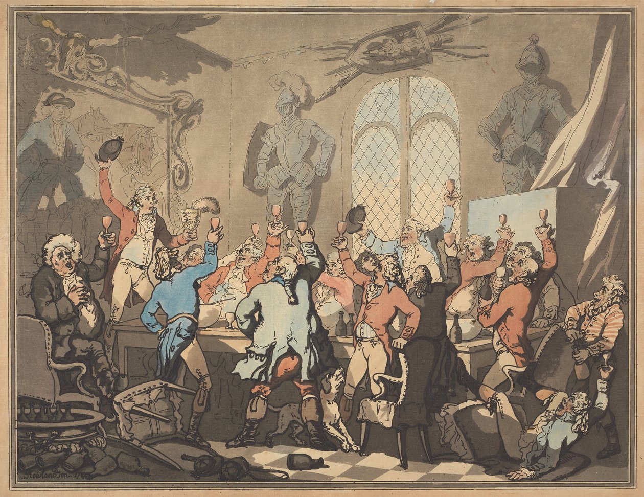 Rævjakt [en av seks deler]: Middagen av Thomas Rowlandson