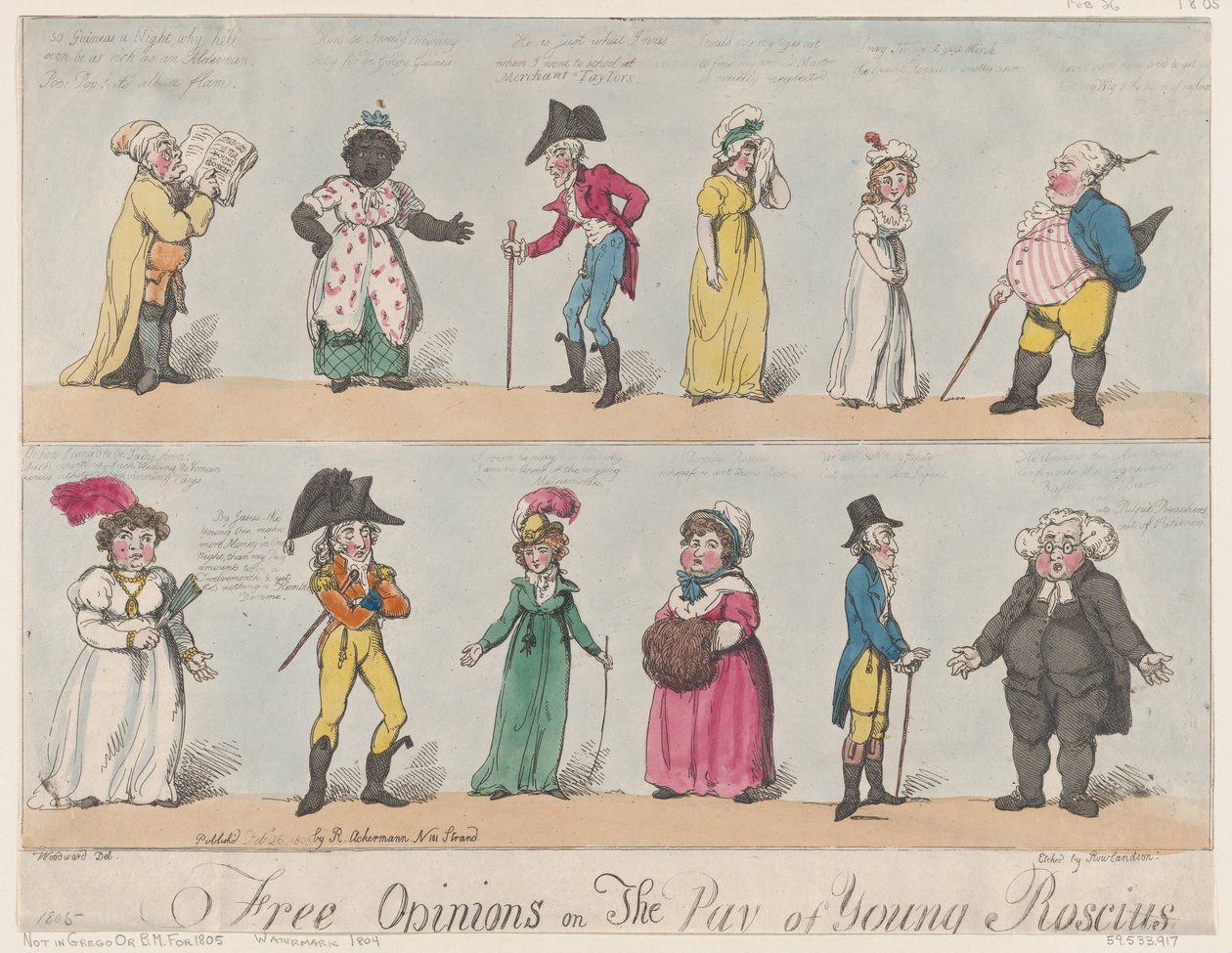 Frie meninger om The Pay of Young Roscius, 26. februar 1805., 26. februar 1805. av Thomas Rowlandson