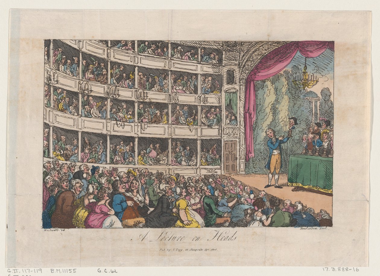 Frontispice, fra A Lecture on Heads av George Alexander Stevens, april 1808., april 1808. av Thomas Rowlandson