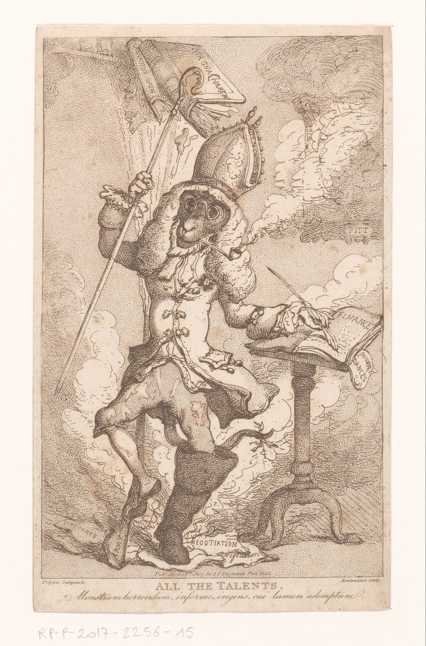Frontispice for 'All the Talents' van 'Polypus' (ES Barrett), 1807 All the talents (tittel på objekt) av Thomas Rowlandson