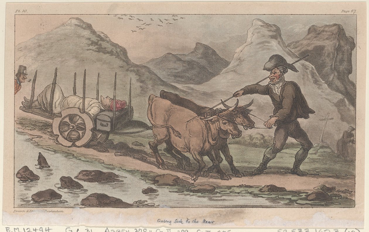Blir syk på baksiden, fra The Military Adventures of Johnny Newcome, 1815., 1815. av Thomas Rowlandson