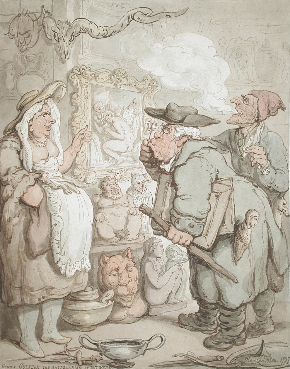 Gouty Gulston, antikvaren i Antwerpen av Thomas Rowlandson