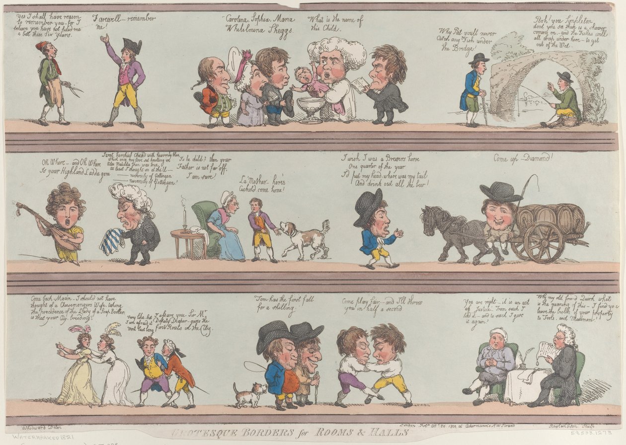 Grotesque Borders for Rooms & Halls, [20. oktober 1800], reprint., [October 20, 1800], reprint. av Thomas Rowlandson
