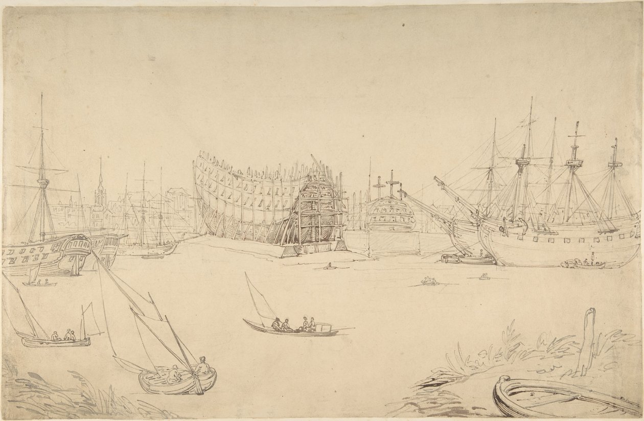 Havnescene av Thomas Rowlandson