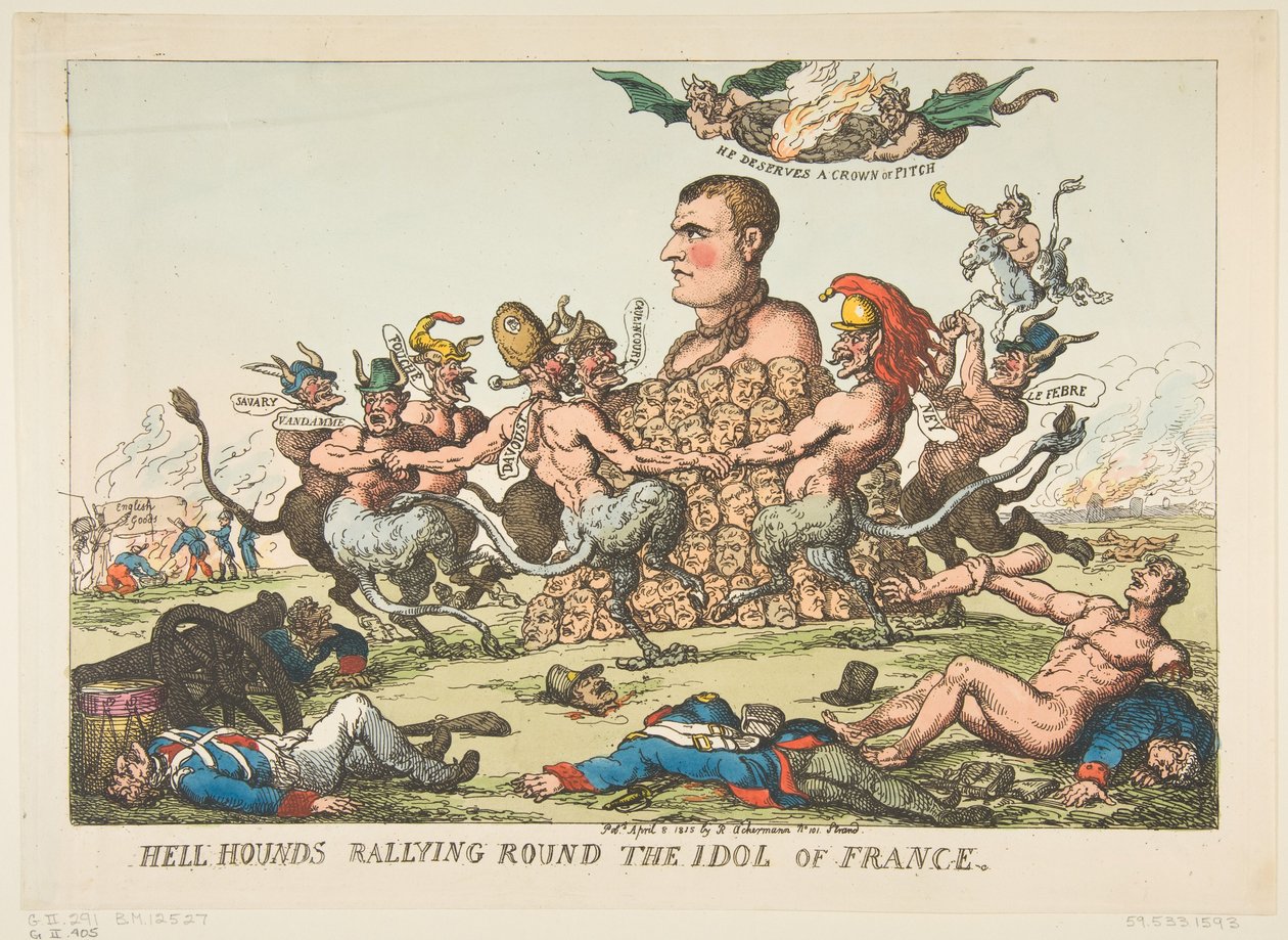 Hell Hounds Rally Rundt Idol of France, 8. april 1815. av Thomas Rowlandson
