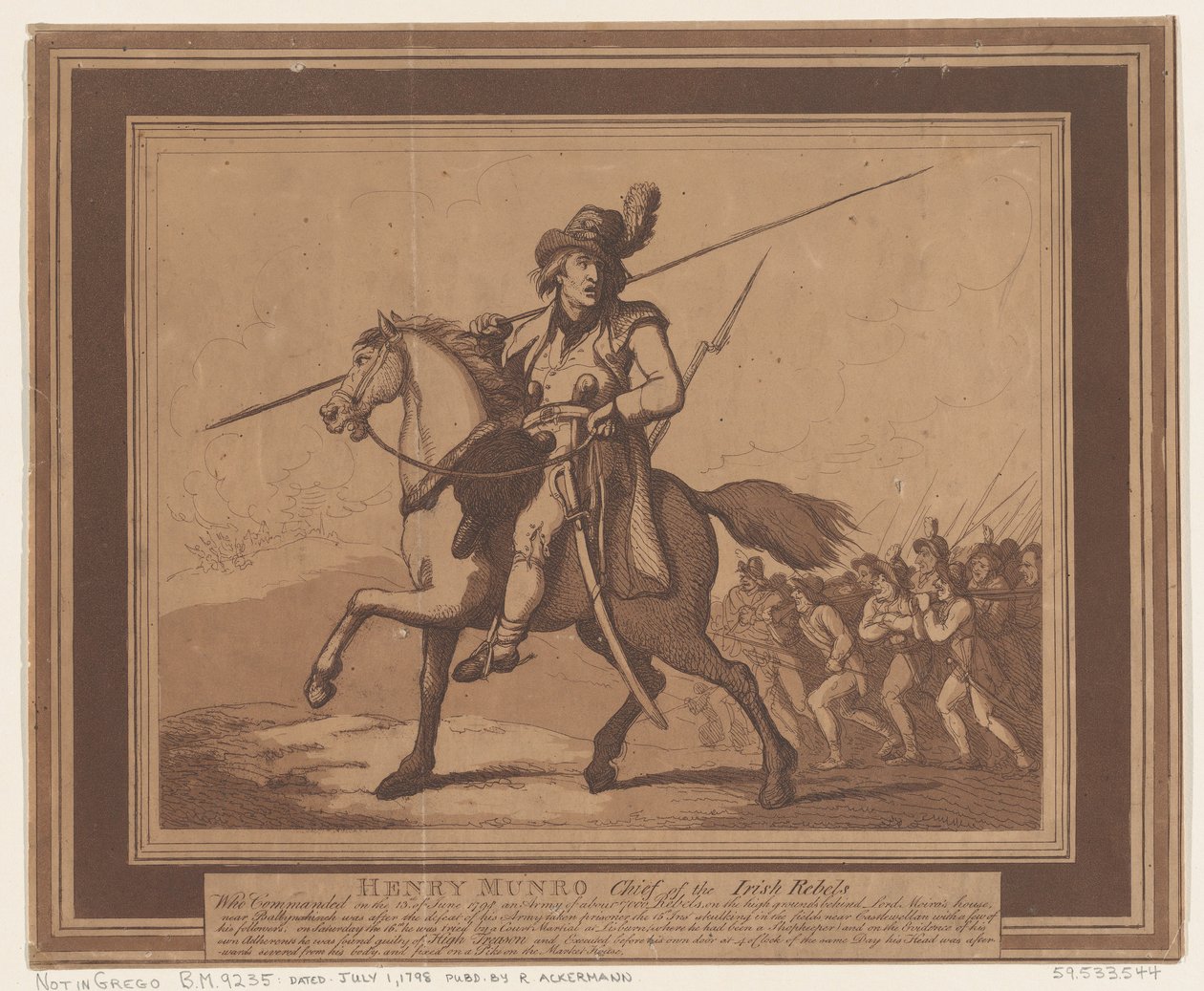 Henry Munro, sjef for de irske opprørerne, 1. juli 1798., 1. juli 1798. av Thomas Rowlandson