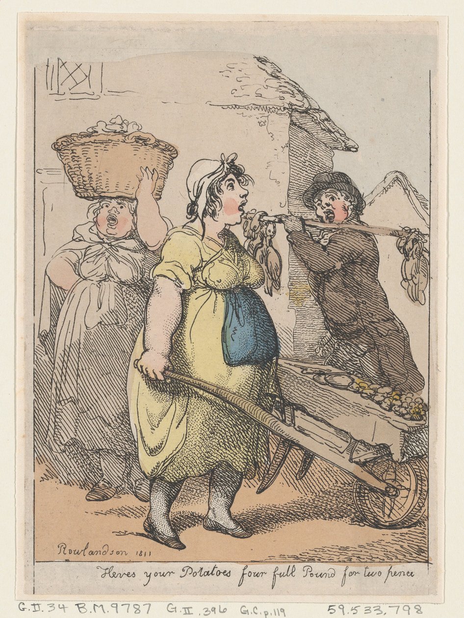 Her er potetene dine, fire fulle pund for to pence, 1811., 1811. av Thomas Rowlandson