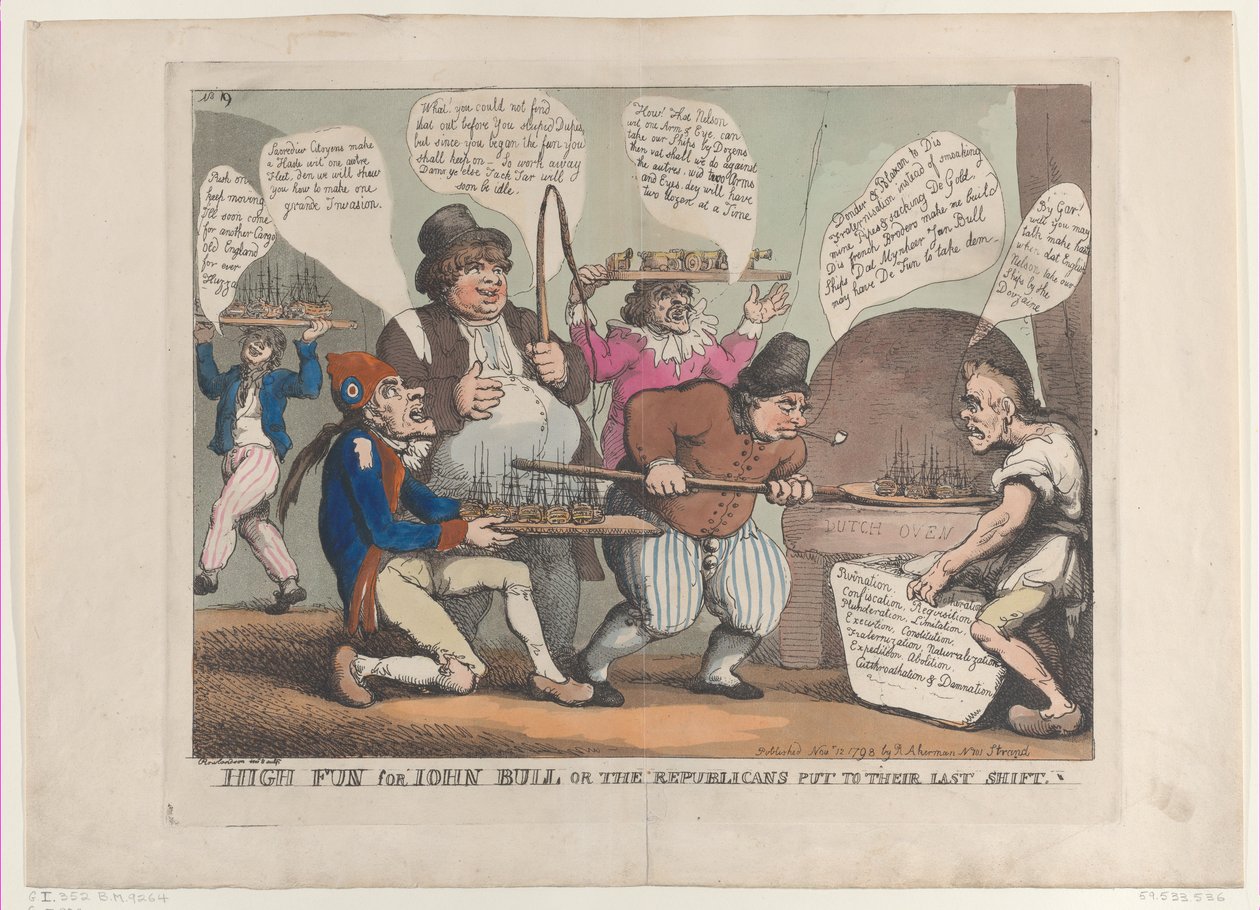 Stor moro for John Bull, eller republikanerne satt til sitt siste skift, november ..., 12. november 1798. av Thomas Rowlandson