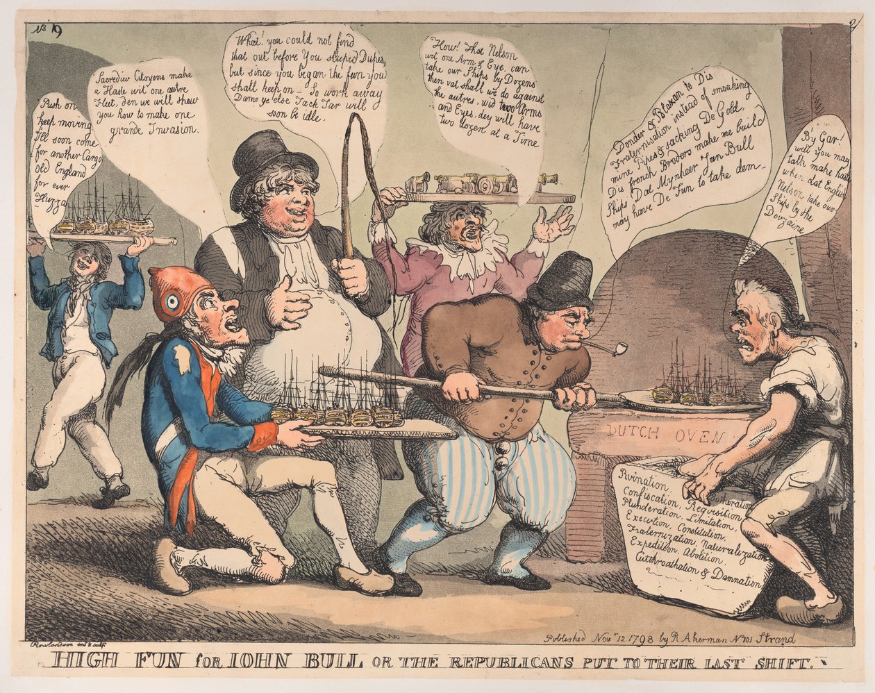 Stor moro for John Bull, eller republikanerne satt til sitt siste skift, november ..., 12. november 1798. av Thomas Rowlandson
