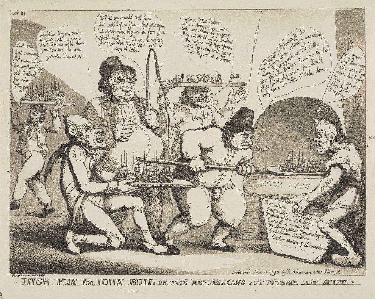 «High Fun for John Bull» eller «Republikanerne i sitt siste skift» av Thomas Rowlandson