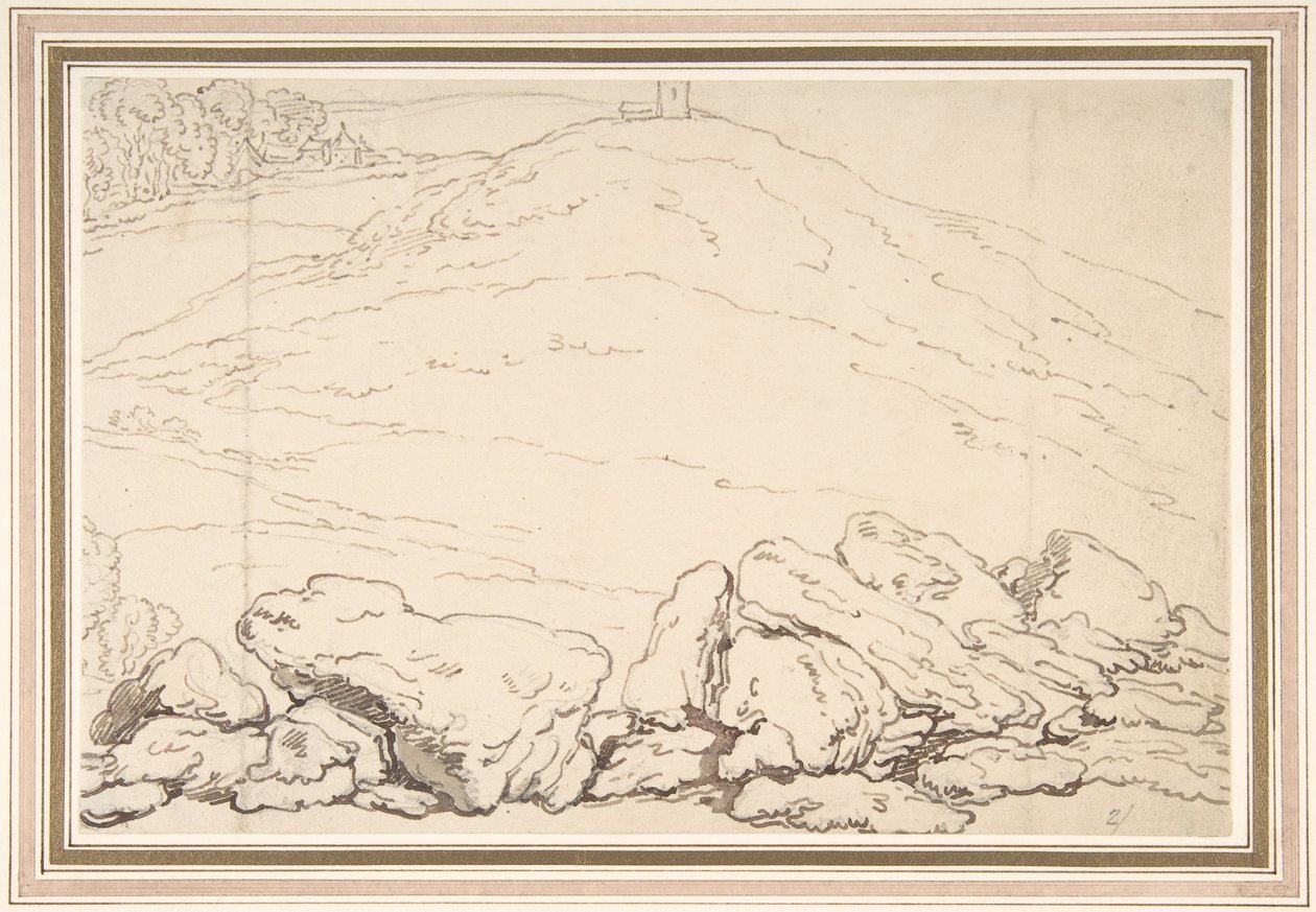Kupet landskap med steiner av Thomas Rowlandson