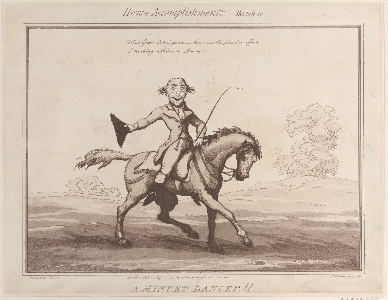 Horse Accomplishments, Sketch 10: A Menuet Dancer !!, 1. august 1799., 1. august 1799. av Thomas Rowlandson