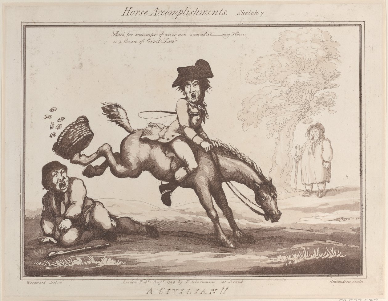 Hesteprestasjoner, skisse 7: A Civilian !!, 1. august 1799., 1. august 1799. av Thomas Rowlandson